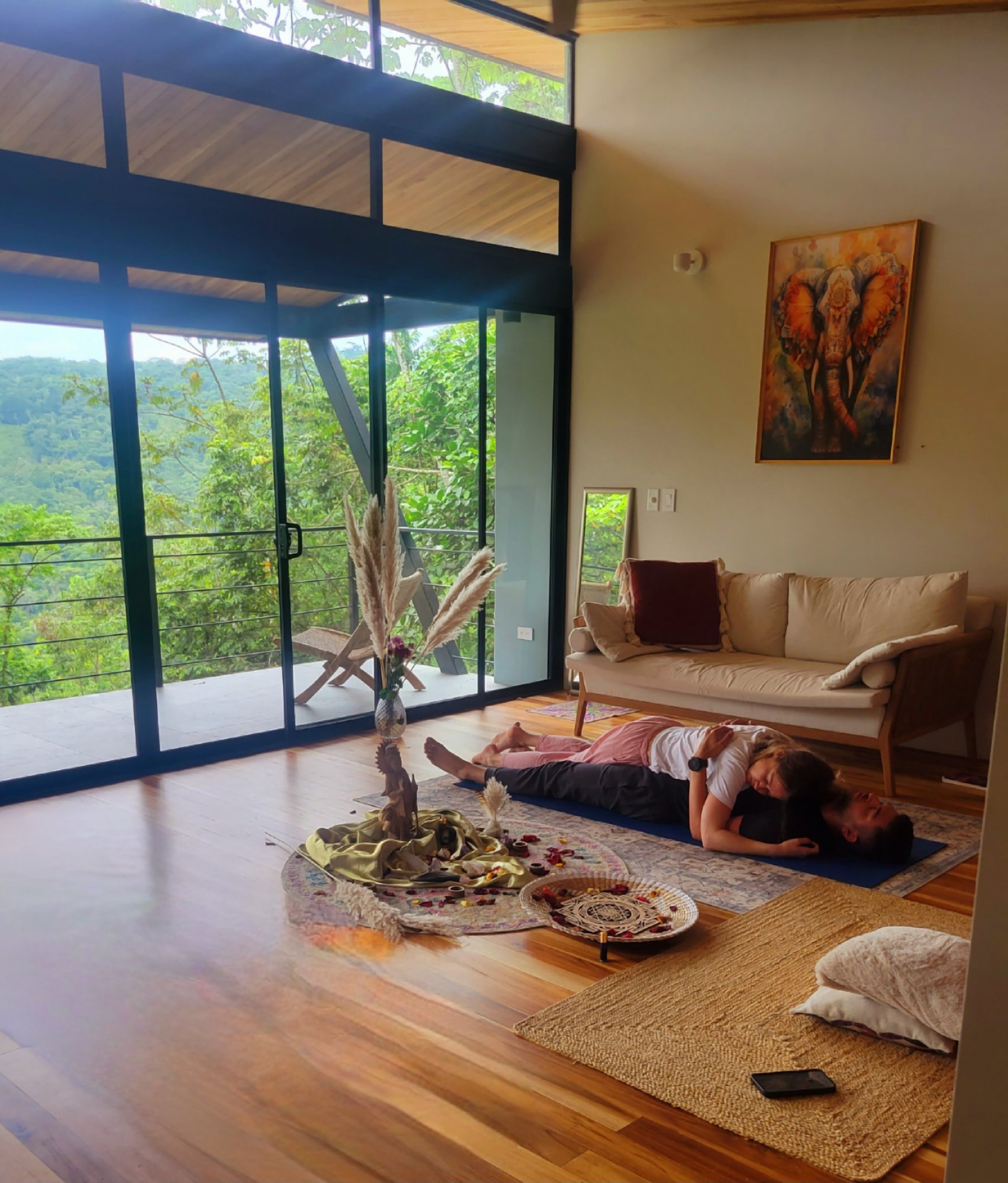 Couple resting together after tantra ceremony